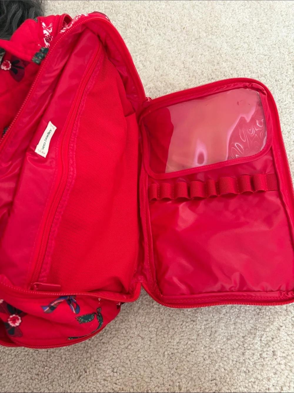 Vera Bradley Red Quilted Cosmetic Case with Bow Print